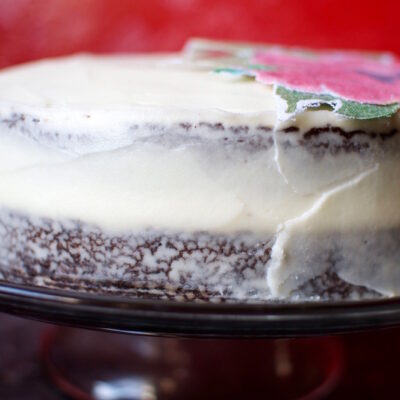 Chocolate Cake with a Naked Vanilla Buttercream Frosting