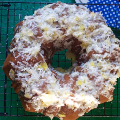Coconut Pound Cake with Pineapple Coconut Glaze